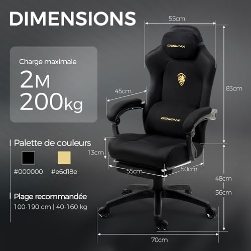 Dowinx Chaise de gaming Chaise de bureau avec support lombaire massant